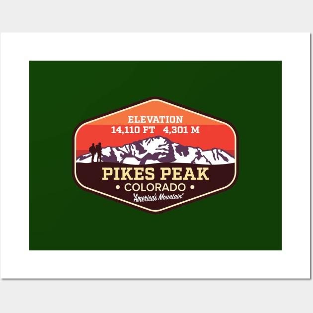 Pikes Peak Colorado - America's Mountain climbing badge Wall Art by TGKelly